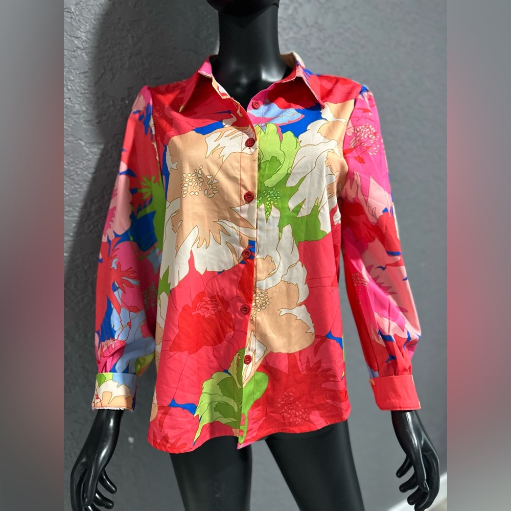 Floral blouse red,green,pink,blue
